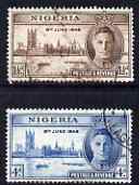 Nigeria 1946 KG6 Victory set of 2 fine cds used, SG 60-61, stamps on victory, stamps on  kg6 , stamps on london, stamps on  ww2 , stamps on 