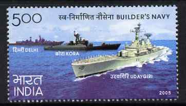 India 2005 Navy Day 5r unmounted mint, SG 2299, stamps on ships, stamps on 