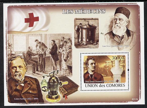 Comoro Islands 2008 Famous Doctors perf s/sheet unmounted mint, stamps on personalities, stamps on medical, stamps on nobel, stamps on red cross