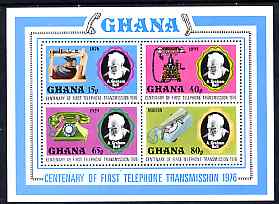 Ghana 1976 Telephone Centenary perf m/sheet unmounted mint, SG MS795, stamps on telephones, stamps on communications, stamps on scots, stamps on scotland