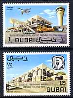 Dubai 1971 Opening of Dubai International Airport perf set of 2 unmounted mint, SG 372-3, stamps on aviation, stamps on trucks, stamps on  pol , stamps on energy