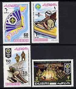 Dubai 1971 13th World Scout Jamboree perf set of 4 unmounted mint, SG 377-80, stamps on scouts, stamps on fans, stamps on maps, stamps on canoeing, stamps on mountaineering