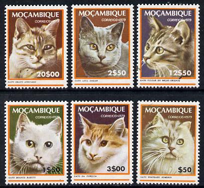 Mozambique 1979 Domestic Cats set of 6  unmounted mint SG 740-45, stamps on animals  cats