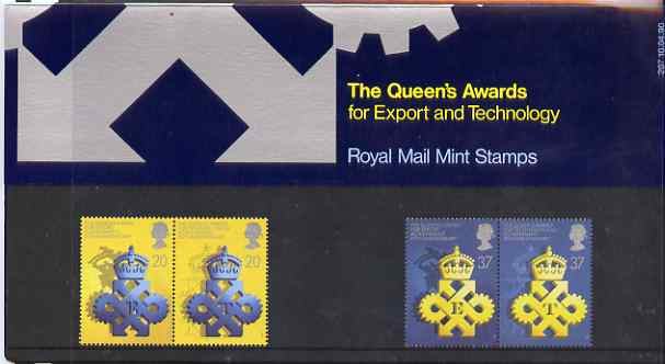 Great Britain 1990 Queens Award for Export & Technology set of 4 in official presentation pack, SG 1497-1500, stamps on industry, stamps on technology
