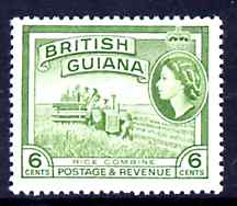 British Guiana 1954-63 Rice Combine Harvester 6c De La Rue printing unmounted mint SG336a*, stamps on rice, stamps on farming, stamps on food