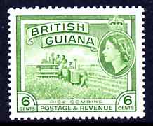 British Guiana 1954-63 Rice Combine Harvester 6c Waterlow printing unmounted mint SG336*, stamps on rice, stamps on farming, stamps on food