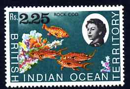 British Indian Ocean Territory 1968-70 Lyretail & Grouper 2r25 unmounted mint, SG 27, stamps on fish, stamps on marine life