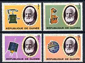Guinea - Conakry 1976 Telephone Centenary perf set of 4 unmounted mint, SG 907-10, stamps on communications, stamps on science, stamps on space, stamps on telephones, stamps on scots, stamps on scotland