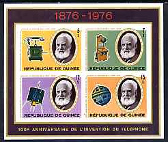 Guinea - Conakry 1976 Telephone Centenary imperf sheetlet containing set of 4 values, unmounted mint, as SG MS911, stamps on communications, stamps on science, stamps on space, stamps on telephones, stamps on scots, stamps on scotland