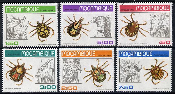 Mozambique 1980 Ticks set of 6 unmounted mint SG 797-802*, stamps on insects