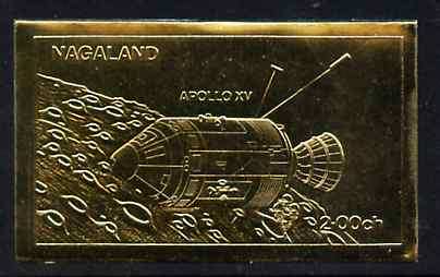 Nagaland 1972 Apollo 15 2ch value embossed in gold foil (imperf) unmounted mint, stamps on space