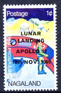 Nagaland 1968 Apollo 12 Lunar Landing 1c dated 19th Nov 1969, unmounted mint, stamps on space, stamps on apollo
