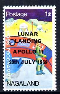 Nagaland 1968 Apollo 11 Lunar Landing 1c dated 20th July 1969 unmounted mint, stamps on space, stamps on apollo