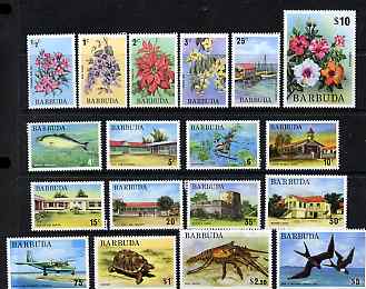 Barbuda 1974 definitive set complete, 18 values 1/2c to $10 unmounted mint SG 181-97b, stamps on 