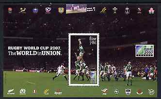 Ireland 2007 Rugby World Cup 78c perf m/sheet (Players) unmounted mint, stamps on sport, stamps on rugby