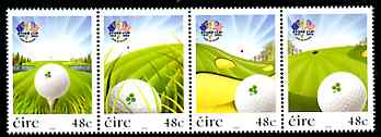 Ireland 2007 The Ryder Cup perf strip of 4 unmounted mint, stamps on sport, stamps on golf