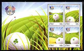 Ireland 2007 The Ryder Cup perf m/sheet containing set of 4 unmounted mint, stamps on sport, stamps on golf