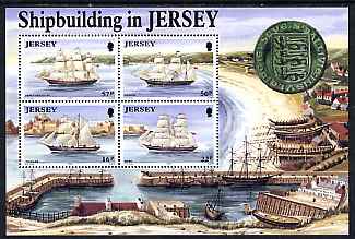 Jersey 1992 Ship Building perf m/sheet unmounted mint SG MS 583, stamps on ships, stamps on 
