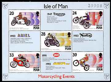 Isle of Man 1993 Manx Motor Cycling Events perf m/sheet unmounted mint SG MS 572, stamps on motorbikes, stamps on sport