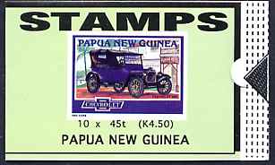 Papua New Guinea 1994 Historic Cars 4K50 booklet containing 10 x 45t stamps (Chevrolet 490) unused SG SB11, stamps on , stamps on  stamps on cars, stamps on  stamps on chevrolet