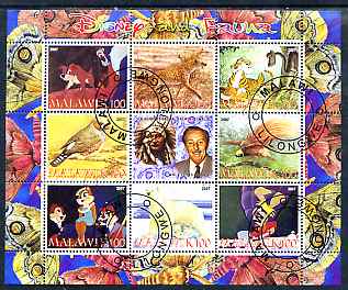 Malawi 2007 Disny & Fauna #2 perf sheetlet containing 8 values plus label fine cto used, stamps on disney, stamps on animals, stamps on birds, stamps on bears, stamps on tigers, stamps on indians, stamps on americana, stamps on wild west, stamps on butterflies