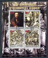 Djibouti 2007 The Engravings of Albrecht Durer perf sheetlet containing 4 values fine cto used, stamps on arts, stamps on durer