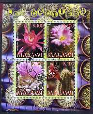 Malawi 2007 Cactii perf sheetlet containing 4 values fine cto used, stamps on plants, stamps on flowers, stamps on cacti, stamps on cactus
