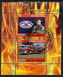 Djibouti 2007 Scouts & Fire Engines #3 perf s/sheet containing 2 values fine cto used , stamps on scouts, stamps on fire