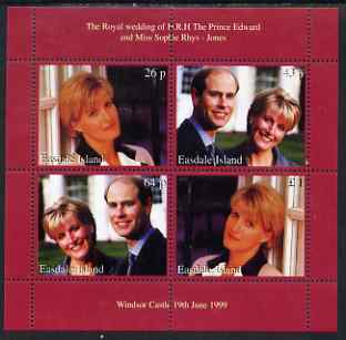 Easdale 1999 Royal Wedding (Edward & Sophie) perf sheetlet containing 4 values unmounted mint, stamps on royalty, stamps on edward, stamps on sophie