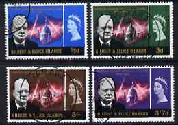 Gilbert & Ellice Islands 1966 Churchill Commem perf set of 4 fine cds used, SG106-9, stamps on churchill, stamps on personalities, stamps on london, stamps on cathedrals