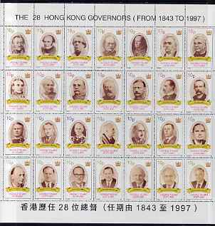 Easdale 1997 The 28 Governors of Hong Kong perf sheet containing 28 values unmounted mint (sheet folded along perfs), stamps on constitutions, stamps on personalities, stamps on scots, stamps on scotland