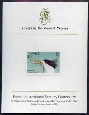 Tuvalu 1988 Crested Tern 30c imperf proof mounted on Format International proof card, stamps on birds, stamps on terns