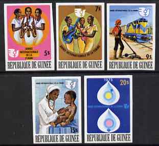 Guinea - Conakry 1976 International Women's Year imperf set of 5 from a limited printing unmounted mint as SG 888-92, stamps on women, stamps on music, stamps on railways, stamps on medical, stamps on doctors
