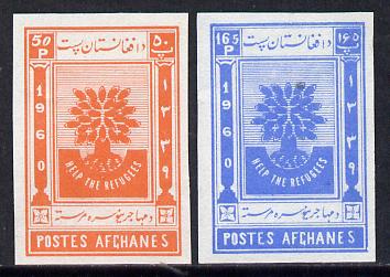 Afghanistan 1960 World Refugee Year set of 2 imperf unmounted mint, as SG 454-5*, stamps on trees, stamps on refugees