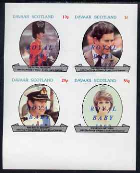 Davaar Island 1982 Royal Wedding imperf set of 4 values (10p to 50P) optd Royal Baby 1982 unmounted mint, stamps on royalty, stamps on diana, stamps on charles, stamps on , stamps on william