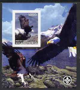 Benin 2007 Eagles imperf m/sheet with Scout Logo, unmounted mint, stamps on scouts, stamps on eagles, stamps on birds, stamps on birds of prey