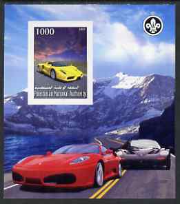 Palestine (PNA) 2007 Ferrari Cars imperf m/sheet with Scout Logo, unmounted mint. Note this item is privately produced and is offered purely on its thematic appeal, stamps on scouts, stamps on ferrari, stamps on cars