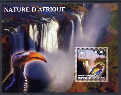 Benin 2006 Nature of Africa - Birds & Waterfalls (with Scout Logo) perf m/sheet, unmounted mint, stamps on , stamps on  stamps on scouts, stamps on  stamps on birds, stamps on  stamps on waterfalls