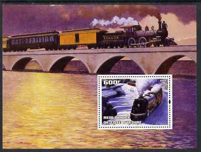 Ivory Coast 2004 Classic Locomotives #1 perf m/sheet unmounted mint, stamps on railways, stamps on bridges