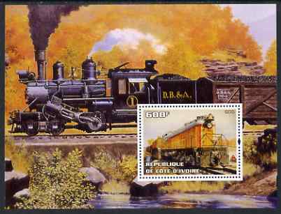 Ivory Coast 2004 Classic Locomotives #3 perf m/sheet unmounted mint, stamps on railways