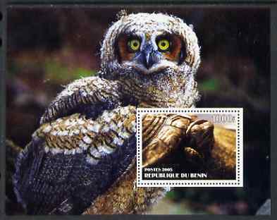Benin 2005 Tortoises & Owls perf s/sheet #2 unmounted mint, stamps on birds, stamps on birds of prey, stamps on owls, stamps on tortoises, stamps on animals, stamps on reptiles