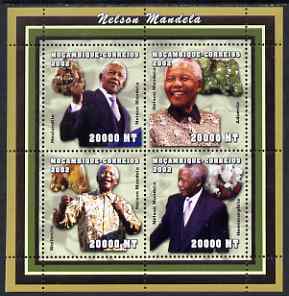 Mozambique 2002 Minerals & Nelson Mandela perf sheetlet containing 4 values unmounted mint, Yv 2042-45, stamps on personalities, stamps on constitutions, stamps on minerals, stamps on mandela, stamps on nobel, stamps on personalities, stamps on mandela, stamps on nobel, stamps on peace, stamps on racism, stamps on human rights
