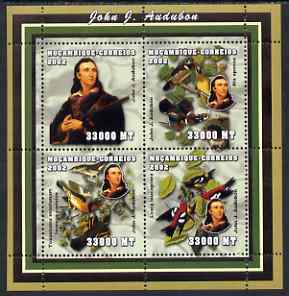 Mozambique 2002 John Audubon perf sheetlet containing 4 values unmounted mint Yv 2038-41, stamps on personalities, stamps on birds