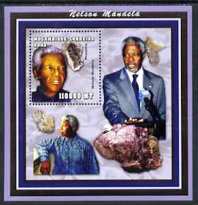 Mozambique 2002 Minerals & Nelson Mandela perf s/sheet containing 1 value unmounted mint Yv 117, stamps on personalities, stamps on constitutions, stamps on minerals, stamps on mandela, stamps on nobel, stamps on personalities, stamps on mandela, stamps on nobel, stamps on peace, stamps on racism, stamps on human rights