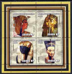 Mozambique 2002 Kings & Queens of Egypt perf sheetlet containing 4 values unmounted mint (4 x 20,000 MT) Yv 2034-37, stamps on personalities, stamps on royalty, stamps on egyptology