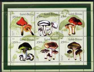 Guinea - Bissau 2001 Fungi perf sheetlet containing 6 values (350 FCFA) unmounted mint Mi 1378-83, stamps on fungi