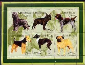 Guinea - Bissau 2001 Dogs #1 perf sheetlet containing 6 values (275 FCFA) unmounted mint Mi 1565-70, stamps on dogs