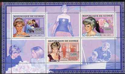 Guinea - Conakry 2006 Princess Diana perf sheetlet #2 containing 3 values unmounted mint Yv 2712-14, stamps on royalty, stamps on diana, stamps on charles, stamps on william, stamps on harry