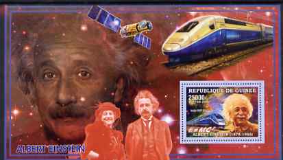 Guinea - Conakry 2006 Albert Einstein perf s/sheet #2 containing 1 value (High Speed Train) unmounted mint Yv 320, stamps on personalities, stamps on einstein, stamps on maths, stamps on physics, stamps on nobel, stamps on science, stamps on judaica, stamps on railways, stamps on personalities, stamps on einstein, stamps on science, stamps on physics, stamps on nobel, stamps on maths, stamps on space, stamps on judaica, stamps on atomics