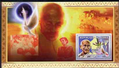 Guinea - Conakry 2006 The Humanitarians perf s/sheet #2 containing 1 value (Gandhi) unmounted mint Yv 332, stamps on personalities, stamps on gandhi, stamps on orchids, stamps on doves, stamps on red cross